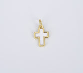 18K Gold Cross Charm, White Enamel Cross for Bracelet Earring Necklace Rosary Component Minimalist Religious Jewelry Charm, CP1422